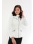 Basics&more Kadın Fermuar Detaylı Beyaz Deri Ceket - B16 4