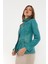 Basics&more Kadın Fermuar Detaylı Turkuaz Deri Ceket - B16 3
