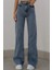 Kadın Açık Mavi Yüksek Bel Geniş Paça Bol,salaş Palazzo Jeans 1