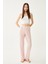 Kadın Pembe Çıtır Çiçek Desenli Baby Overlok Tek Pijama Pantolon 2