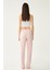 Kadın Pembe Çıtır Çiçek Desenli Baby Overlok Tek Pijama Pantolon 4