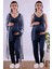 Lacivert Sabahlıklı Hamile Lohusa Pijama Takımı BYL290342 1