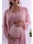 Pembe Uzun Sabahlıklı Hamile Lohusa Pijama Takımı BYL224072 5