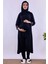 Lacivert Tesettürlü Uzun Sabahlıklı Hamile Lohusa Pijama Takımı BYL2T24072 2