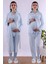 Ekru Sabahlıklı Hamile Lohusa Pijama Takımı BYL240342 1