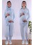 Pembe Tesettürlü Sabahlıklı Hamile Lohusa Pijama Takımı BYL2T40342 1
