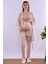 Kahverengi Sabahlıklı Hamile Lohusa Pijama Takımı BYL224012 2