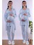 Kahverengi Sabahlıklı Hamile Lohusa Pijama Takımı BYL224012 1