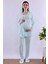 Lacivert Tesettürlü Uzun Sabahlıklı Hamile Lohusa Pijama Takımı BYL2T24072 4