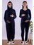 Ekru Tesettürlü Sabahlıklı Hamile Lohusa Pijama Takımı BYL2T24242 1