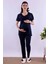 Lacivert Tesettürlü Sabahlıklı Hamile Lohusa Pijama Takımı BYL2T80242 4