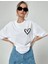 Unisex Baskılı Oversize T-Shirt - Beyaz 4