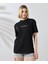 Unisex Bisiklet Yaka Baskılı Slim Fit T-Shirt - Siyah 2