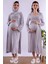 Gri Tesettürlü Sabahlıklı Hamile Lohusa Gecelik Takım BYL2T24022 1