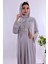 Gri Tesettürlü Sabahlıklı Hamile Lohusa Gecelik Takım BYL2T24022 5