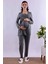 Gri Tesettürlü Sabahlıklı Hamile Lohusa Pijama Takımı BYL2T24012 4