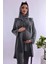 Gri Tesettürlü Sabahlıklı Hamile Lohusa Pijama Takımı BYL2T24012 5