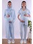 Lacivert Tesettürlü Sabahlıklı Hamile Lohusa Pijama Takımı BYL2T80242 1