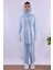 Lacivert Tesettürlü Sabahlıklı Hamile Lohusa Pijama Takımı BYL2T80242 2