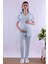 Lacivert Tesettürlü Sabahlıklı Hamile Lohusa Pijama Takımı BYL2T80242 4
