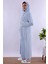 Lacivert Tesettürlü Sabahlıklı Hamile Lohusa Pijama Takımı BYL2T80242 5