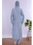 Lacivert Tesettürlü Uzun Sabahlıklı Hamile Lohusa Pijama Takımı BYL2T24072 3