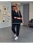 Kadın Uzun Kollu Ribana ve Fermuar Detay Bluz ve Yüksel Bel Pantolon 2li Takım 3