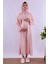 Pembe Tesettürlü Sabahlıklı Hamile Lohusa Gecelik Takım BYL2T40352 2