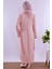 Pembe Tesettürlü Sabahlıklı Hamile Lohusa Gecelik Takım BYL2T40352 3