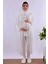 Lacivert Tesettürlü Uzun Sabahlıklı Hamile Lohusa Pijama Takımı BYL2T24072 2