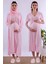 Pembe Tesettürlü Sabahlıklı Hamile Lohusa Gecelik Takım BYL2T80252 1