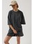 Oversize Lazer Kesim Bisiklet Yaka T-Shirt 1