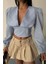Crop Poplin Gömlek Yaka Kenar Dantel Detaylı - Bebe Mavi 2