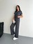 Osy Modal Yumuşak Dokulu Kumaş Kısa Kollu Yakalı T-Shirt Pantalon Ikili Takım- Antrasit 3