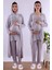 Lacivert Tesettürlü Uzun Sabahlıklı Hamile Lohusa Pijama Takımı BYL2T24072 1