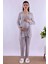 Lacivert Tesettürlü Uzun Sabahlıklı Hamile Lohusa Pijama Takımı BYL2T24072 4