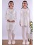 Ekru Dantelli Sabahlık Pijama Takımı BYL211202 1