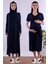 Lacivert Tesettürlü Sabahlıklı Hamile Lohusa Gecelik Takım BYL2T80252 1