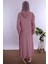 Pembe Tesettürlü Sabahlıklı Hamile Lohusa Gecelik Takım BYL2T24022 3