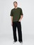 Erkek Haki Oversized Athletic Logo T-Shirt 5