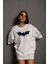 Unisex Ön ve Kol Baskılı Oversize T-Shirt - Beyaz 2