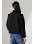 Selanik Fermuarlı Gömlek Yaka Basic Kadın Sweatshirt 21986 Siyah 4