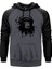Maymun ve Müzik Gri Renk Reglan Kol Kapşonlu Sweatshirt 1