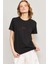 Çetinkaya Fithit 8484 Bayan Bisiklet Yaka 30/1 Compact Penye Süprem Baskılı T-Shirt Siyah 1