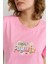 Çetinkaya Fithit 8493 Bayan Bisiklet Yaka 30/1 Compact Penye Süprem Baskılı T-Shirt Pembe 3
