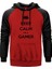 Keep Calm Gamer Kırmızı Renk Reglan Kol Kapşonlu Sweatshirt 1