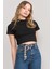 Çetinkaya Fithit 8429 Bayan Bisiklet Yaka 30/1 Compact Penye Süprem Crop T-Shirt Siyah 1