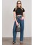 Çetinkaya Fithit 8429 Bayan Bisiklet Yaka 30/1 Compact Penye Süprem Crop T-Shirt Siyah 2