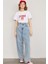 Çetinkaya Fithit 8474 Bayan Bisiklet Yaka 30/1 Compact Penye Süprem Baskılı T-Shirt Beyaz 2
