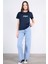 Çetinkaya Fithit 8483 Bayan Bisiklet Yaka 30/1 Compact Penye Süprem Baskılı T-Shirt Lacivert 2